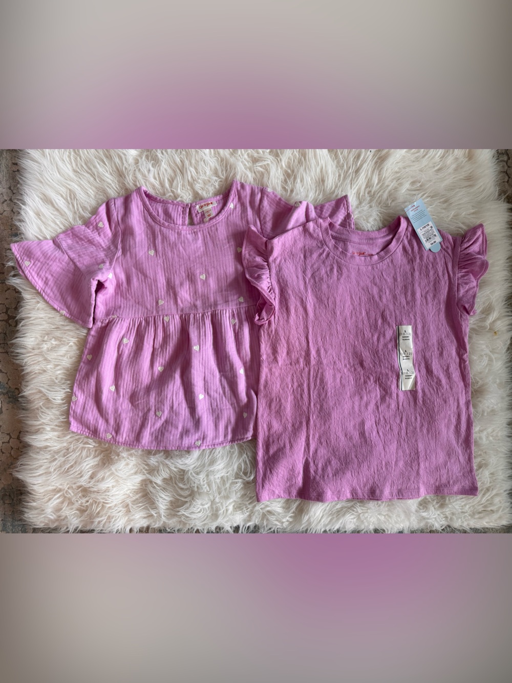 Two Cat & Jack Purple Polka Dot Blouse and plain top